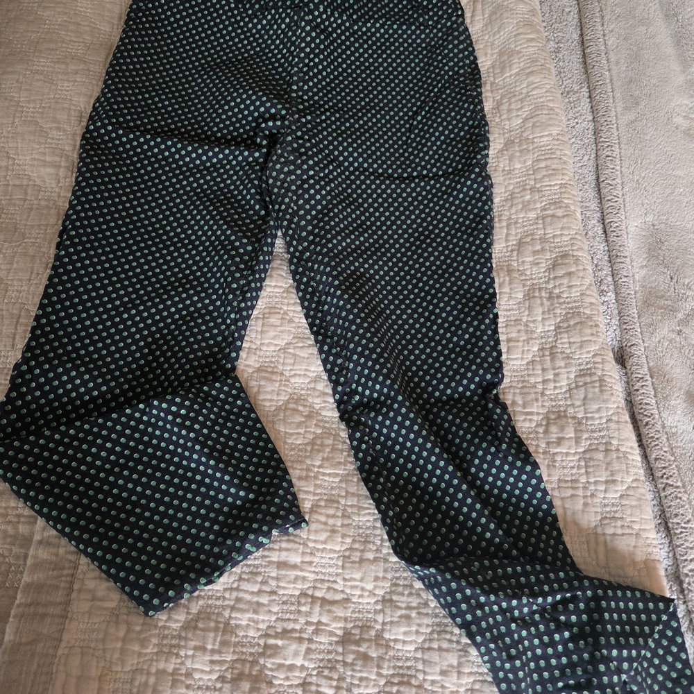 Cynthia Rowley Navy and Green Polka Dot Capris